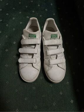 adidas White Sneakers with Green Heel